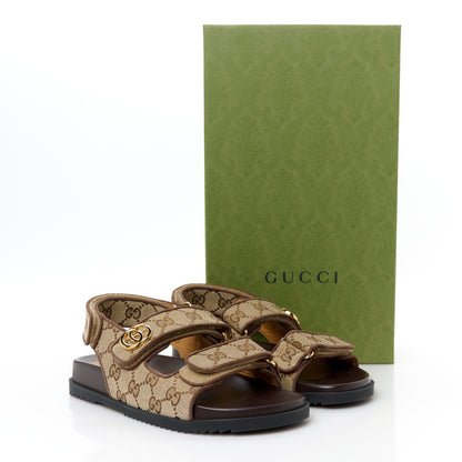 Gucci Monogram Kid Scamosciato Double G Womens Dad Sandals 36.5 Beige Ebony New Acero 10 of 10