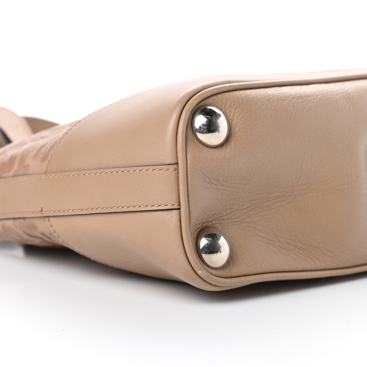 Calfskin Horsebit Embossed Tote Light Brown