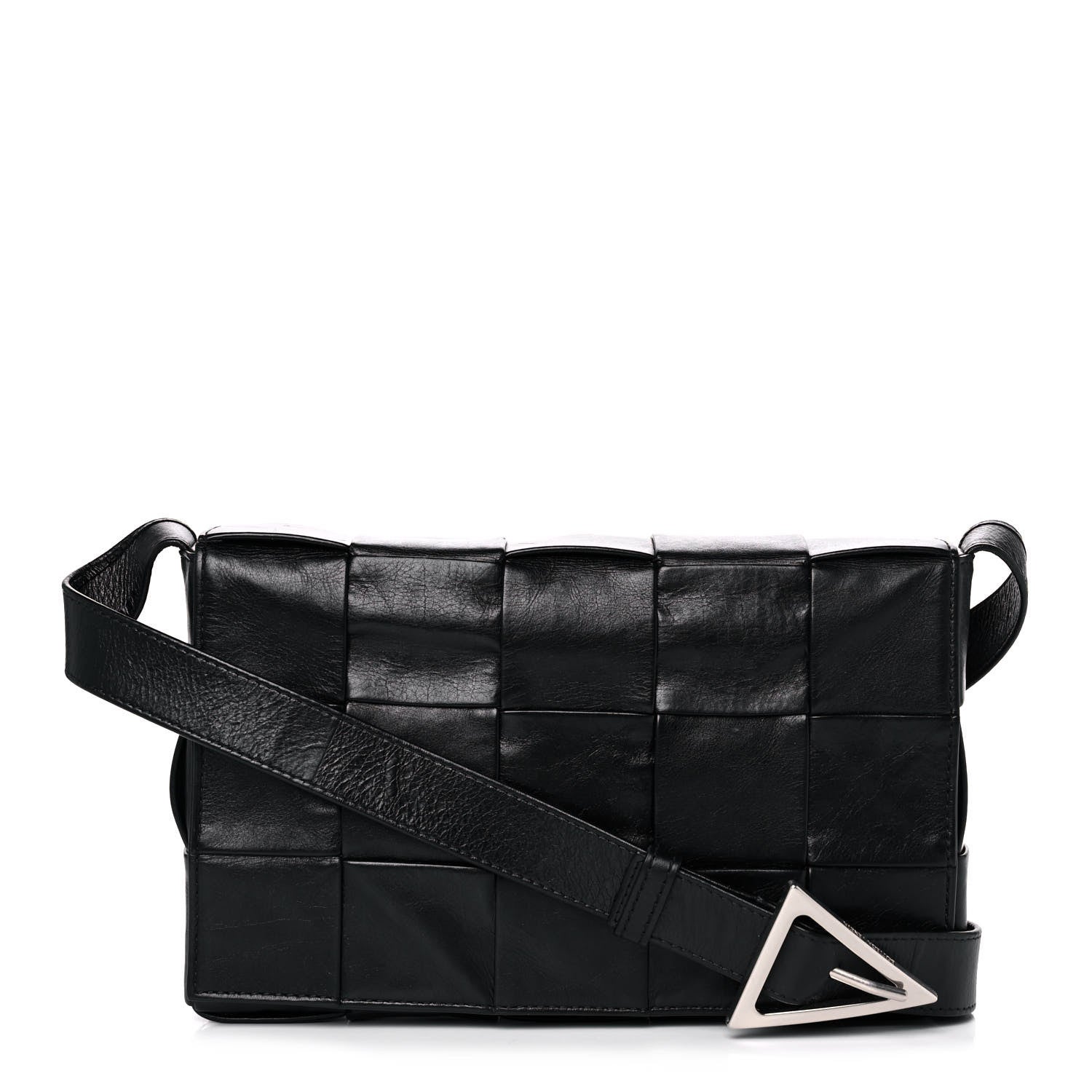 Bottega Veneta Paper Calfskin Maxi Intreccio Cassette Crossbody Bag Black 1 of 12