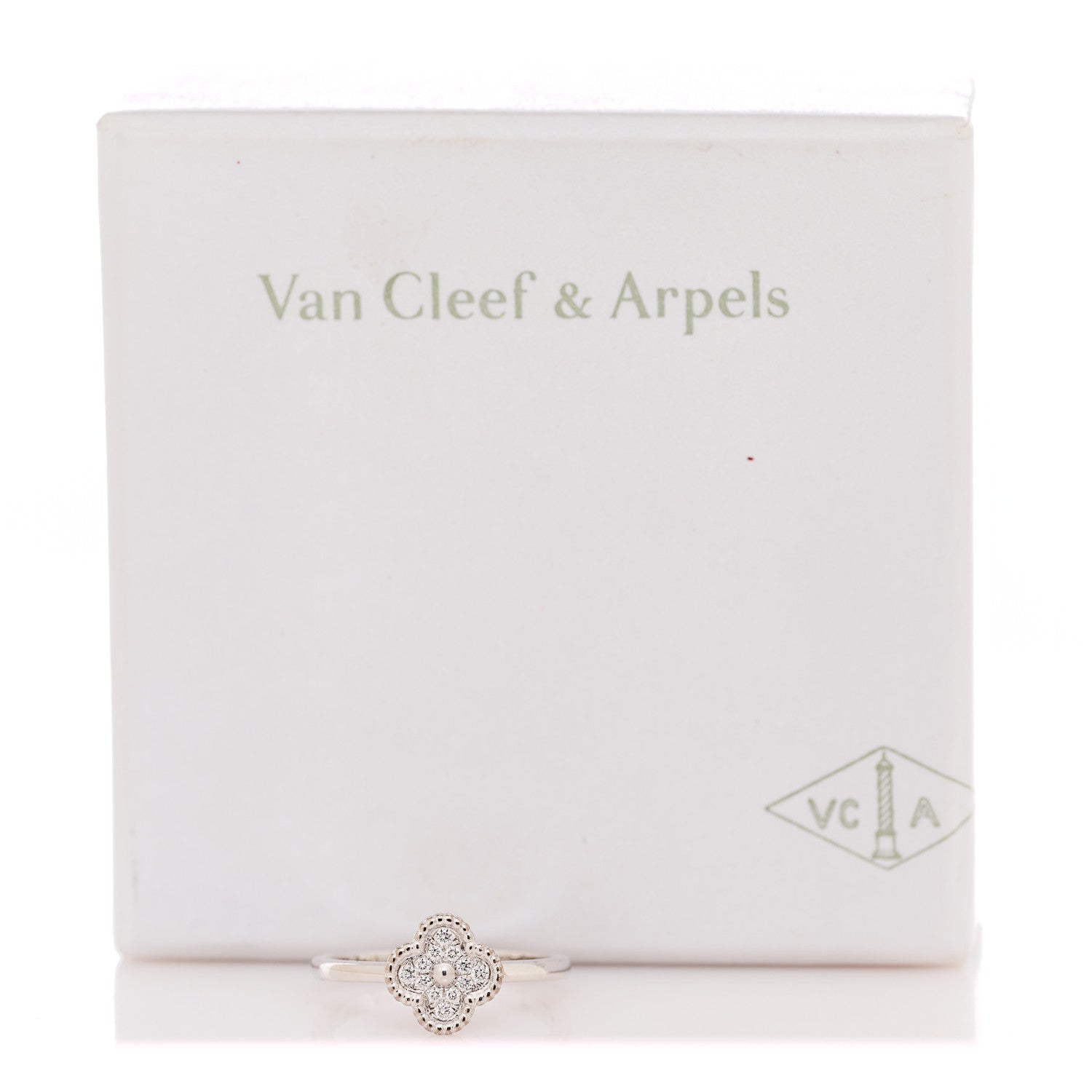 Van Cleef & Arpels 18K White Gold Diamond Sweet Alhambra Ring 54 6.75 5 of 5