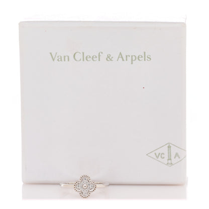 Van Cleef & Arpels 18K White Gold Diamond Sweet Alhambra Ring 54 6.75 5 of 5