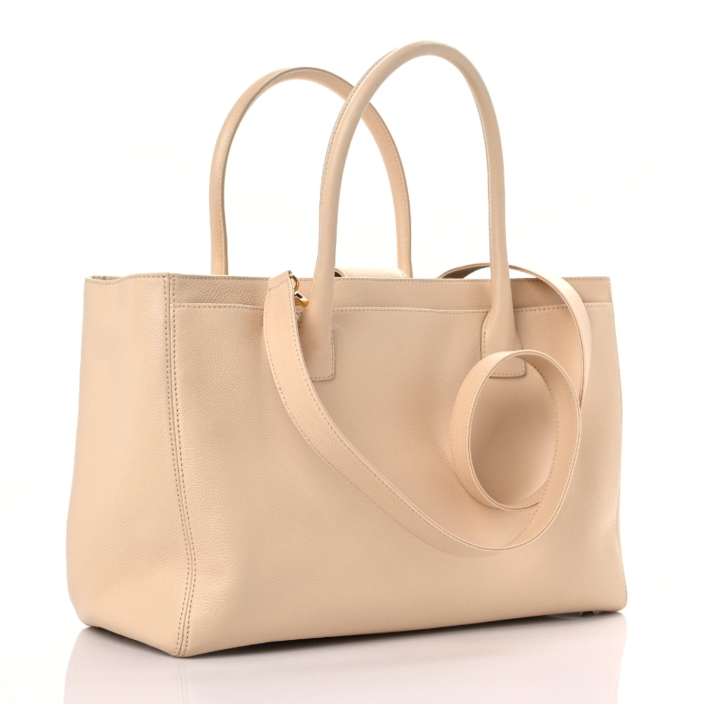 Calfskin Cerf Executive Shopper Tote Beige