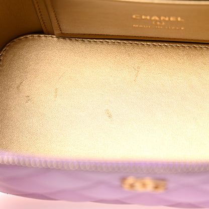 Chanel Lambskin Quilted Pearl Crush Small Vanity Case With Chain Purple 11 of 12