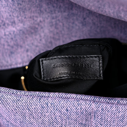 Saint Laurent Denim Quilted Medium Loulou Puffer Monogram Chain Satchel Bleached Lilac 7 of 9