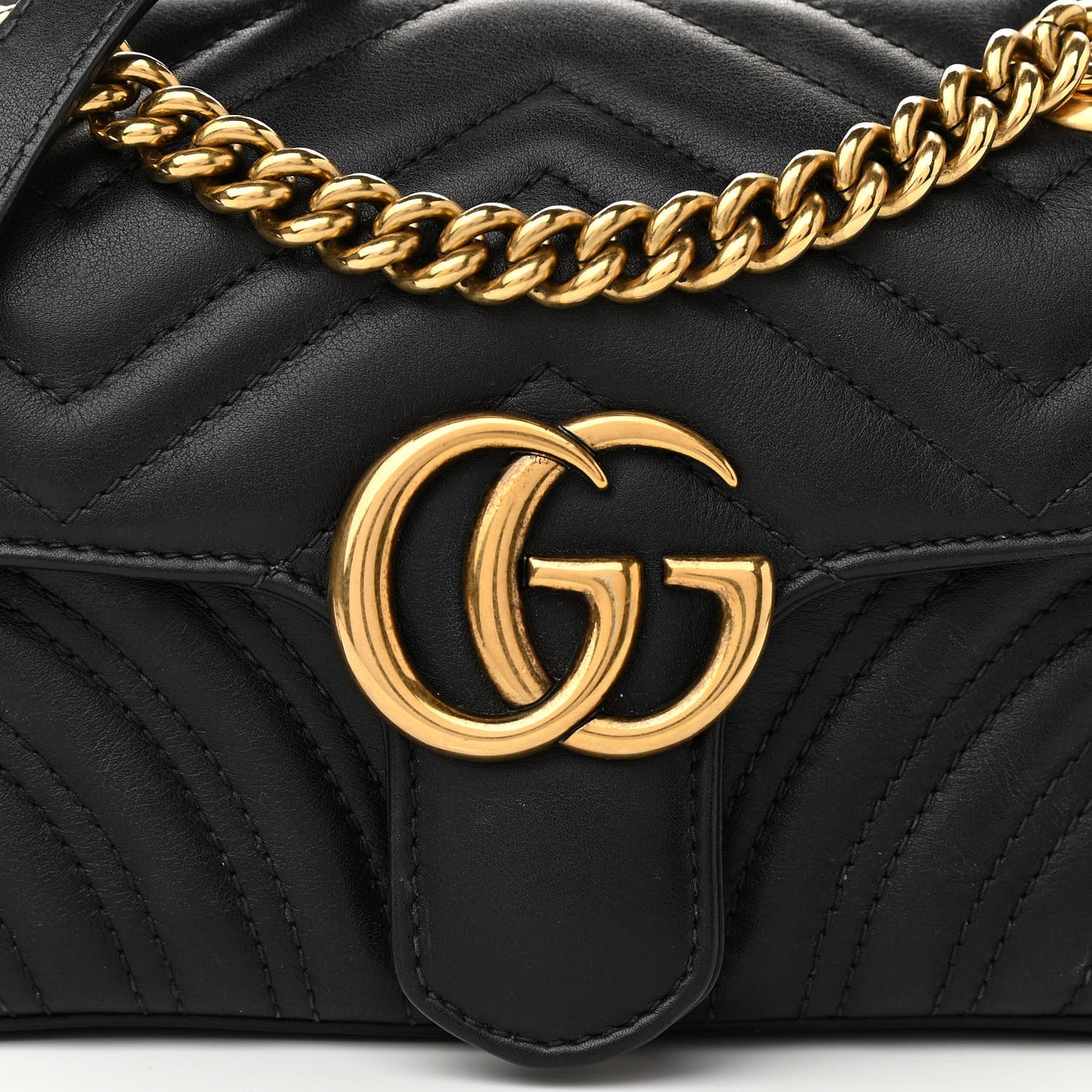 Calfskin Matelasse Mini GG Marmont Shoulder Bag Black