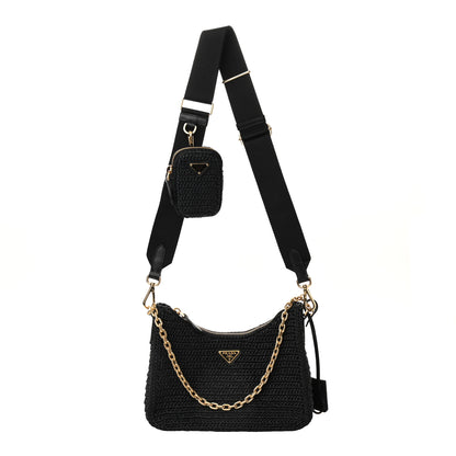 Prada Yarn Raffia Effect Crochet Re-Edition 2005 Shoulder Bag Black 1 of 10