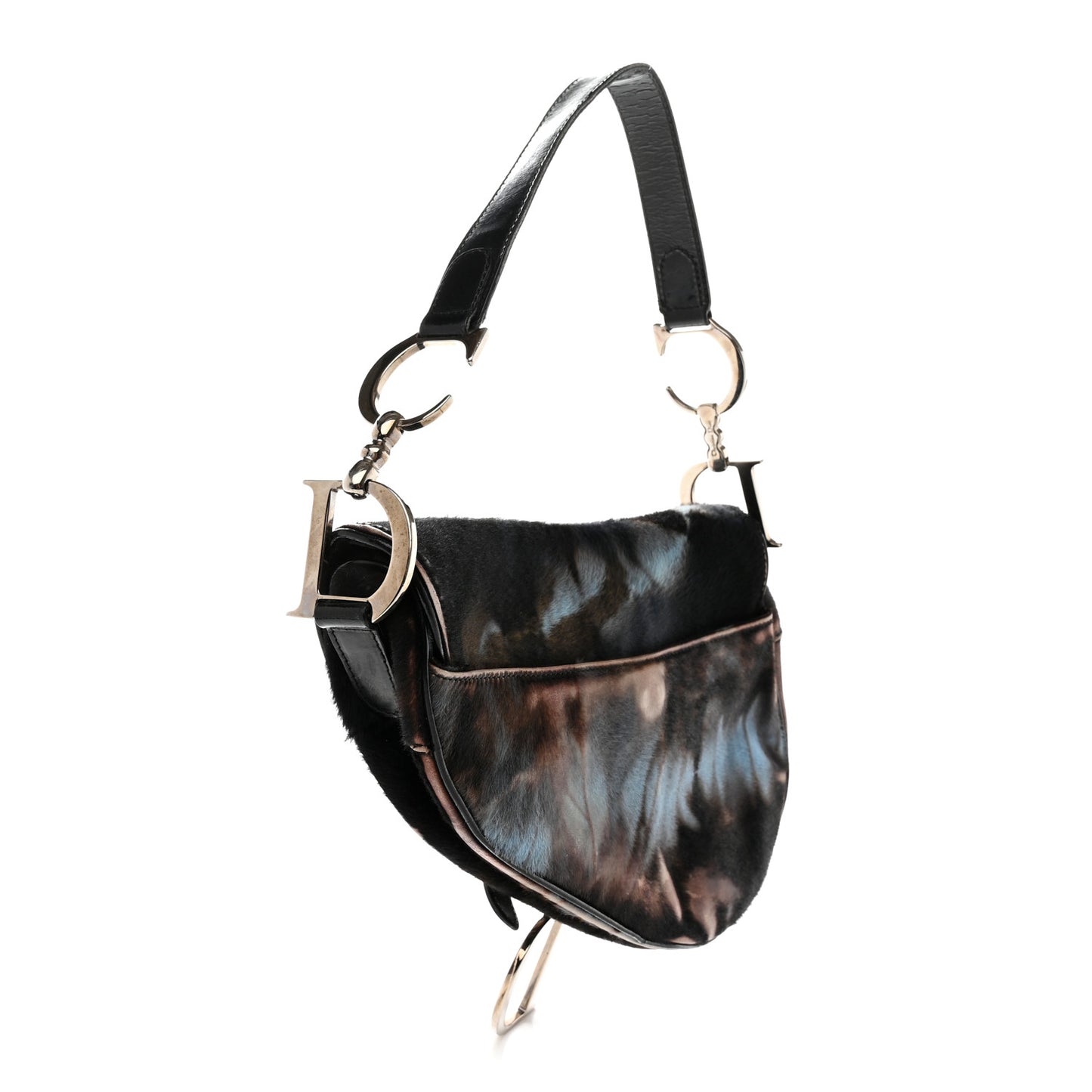 Pony Hair Saddle Bag Blue Brown