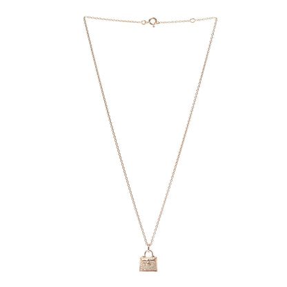 Hermes 18K Rose Gold Diamond Kelly Amulette Pendant Necklace 3 of 6