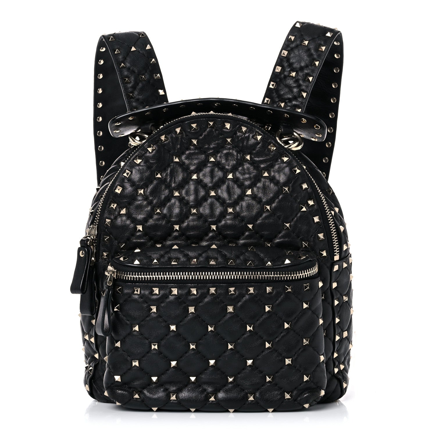 Valentino Garavani Nappa Quilted Small Rockstud Spike Backpack Black 3 of 14