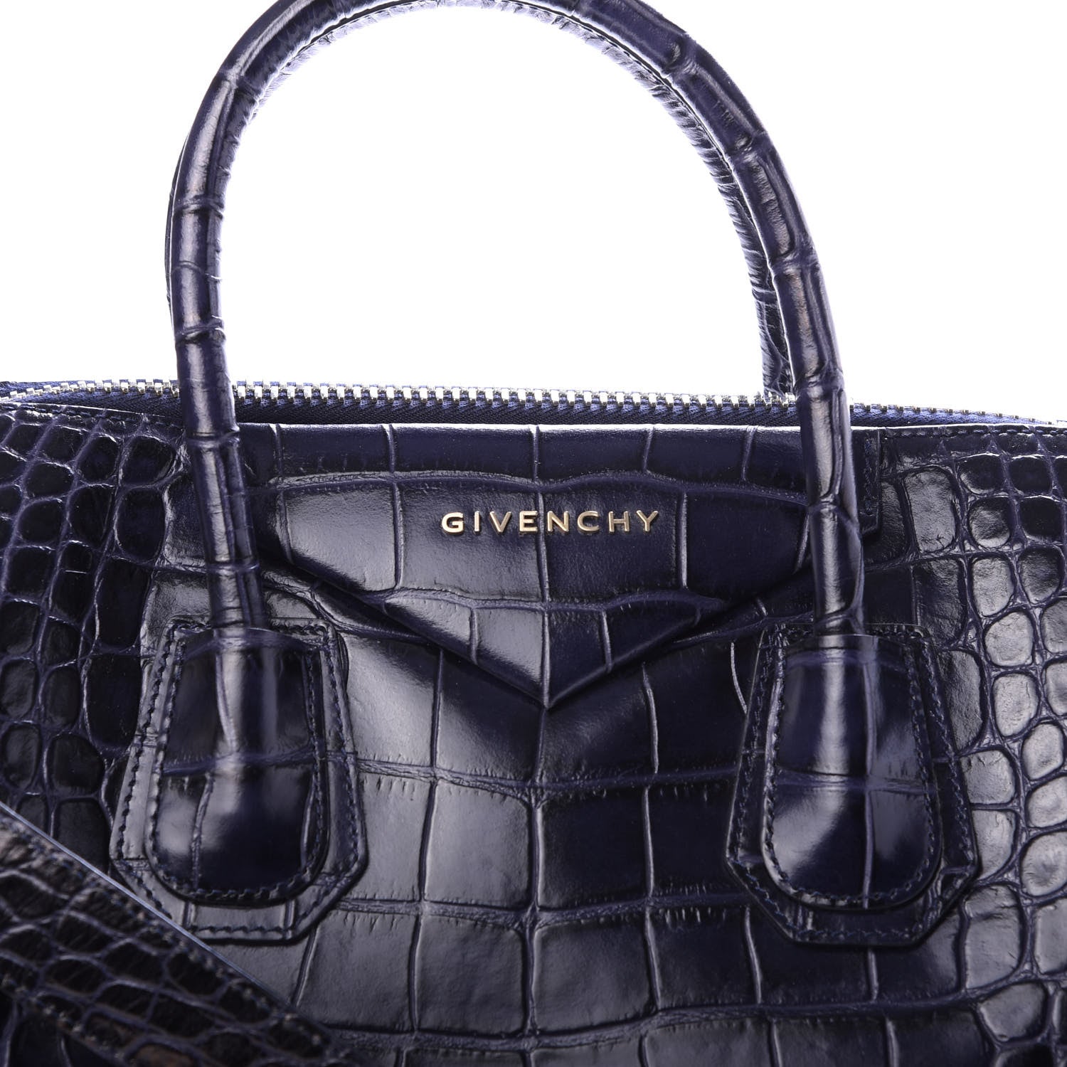 Givenchy Calfskin Crocodile Embossed Medium Antigona Dark Blue 9 of 9