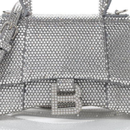 Balenciaga Strass Suede Hourglass Top Handle Bag XS Smoke Grey Crystal 9 of 14