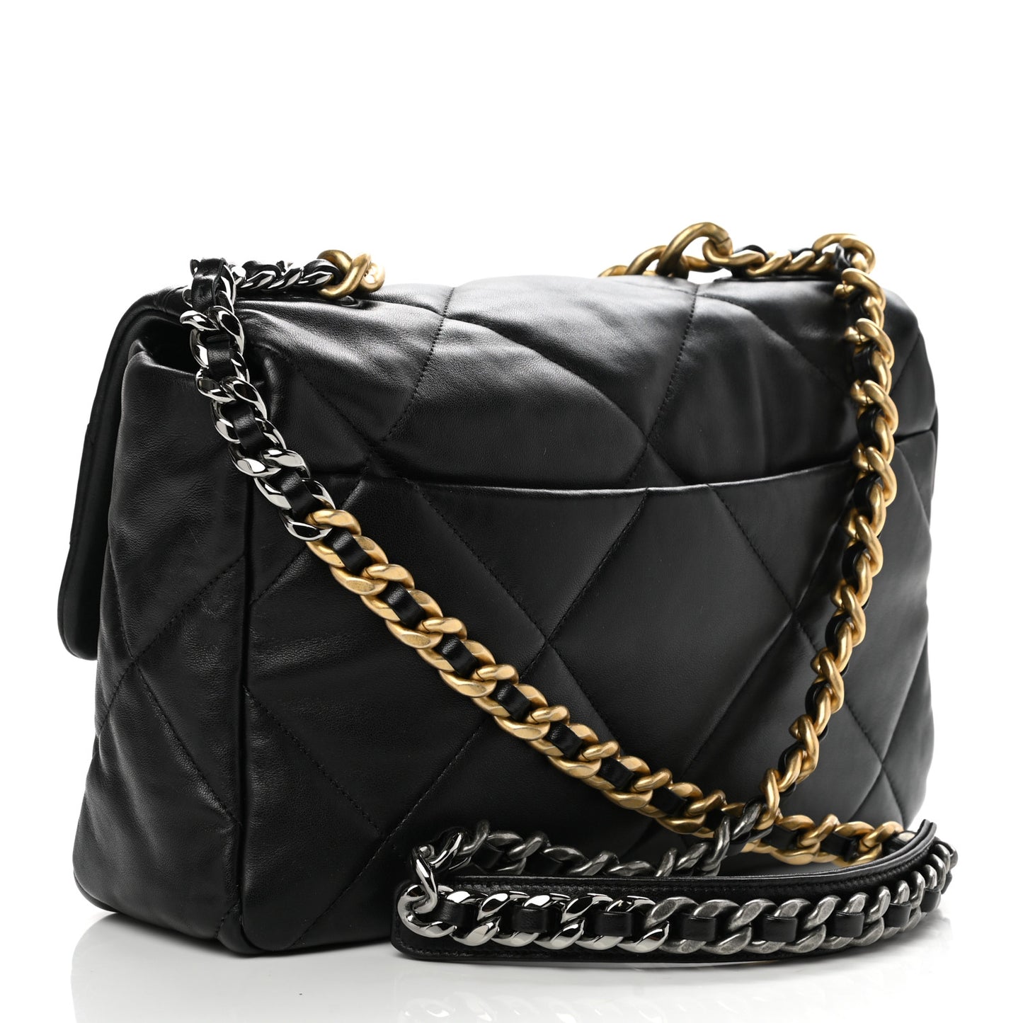 Lambskin Quilted Large Chanel 19 Flap Black