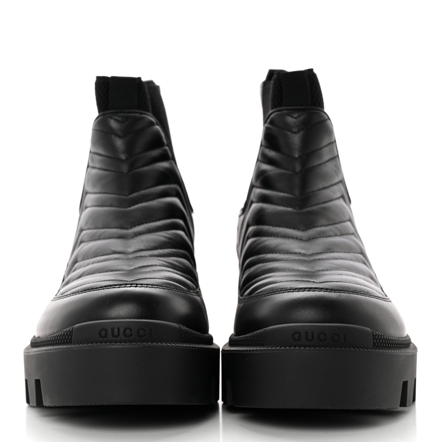 Gucci Calfskin Nappa Matelasse Frances Chelsea Boots 38.5 Black 2 of 14