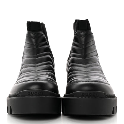 Gucci Calfskin Nappa Matelasse Frances Chelsea Boots 38.5 Black 2 of 14