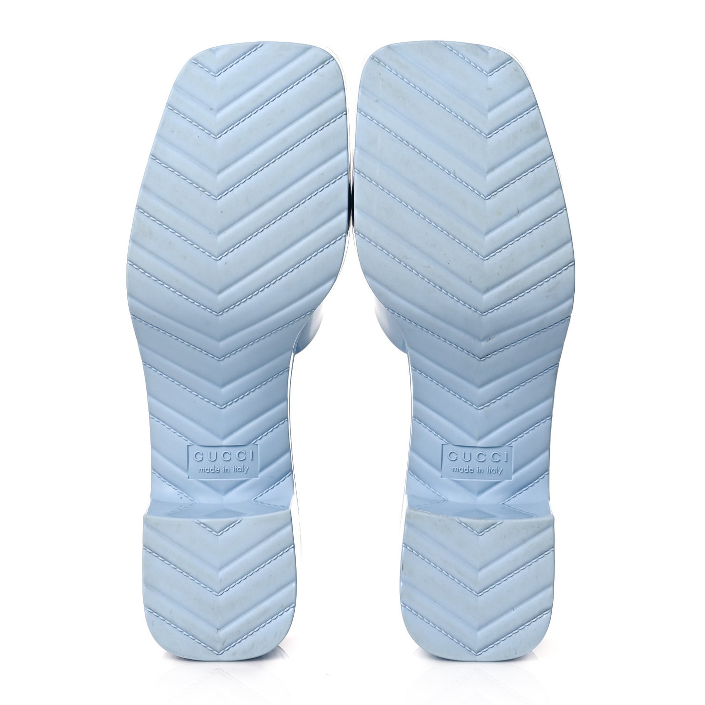 Rubber Gucci Logo Womens Platform 20/60mm Slide Sandals 38 Porcelain Light Blue