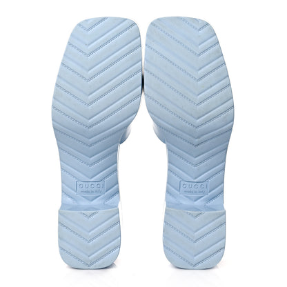 Gucci Rubber Gucci Logo Womens Platform 20/60mm Slide Sandals 38 Porcelain Light Blue 5 of 9