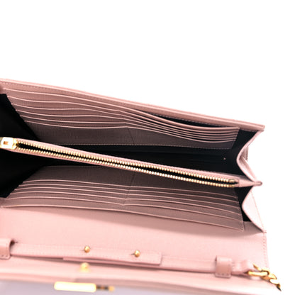 Saint Laurent Grain De Poudre Matelasse Chevron Monogram Chain Wallet Pale Blush 5 of 7
