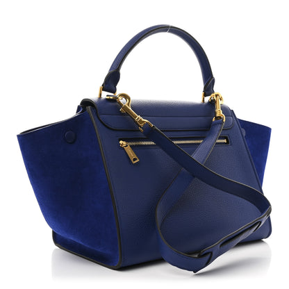 Celine Drummed Calfskin Suede Small Trapeze Indigo 3 of 9