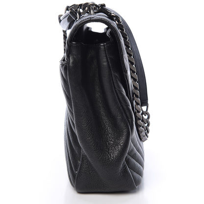 Saint Laurent Sheepskin Matelasse Chevron Monogram Large College Satchel Black 16 of 17