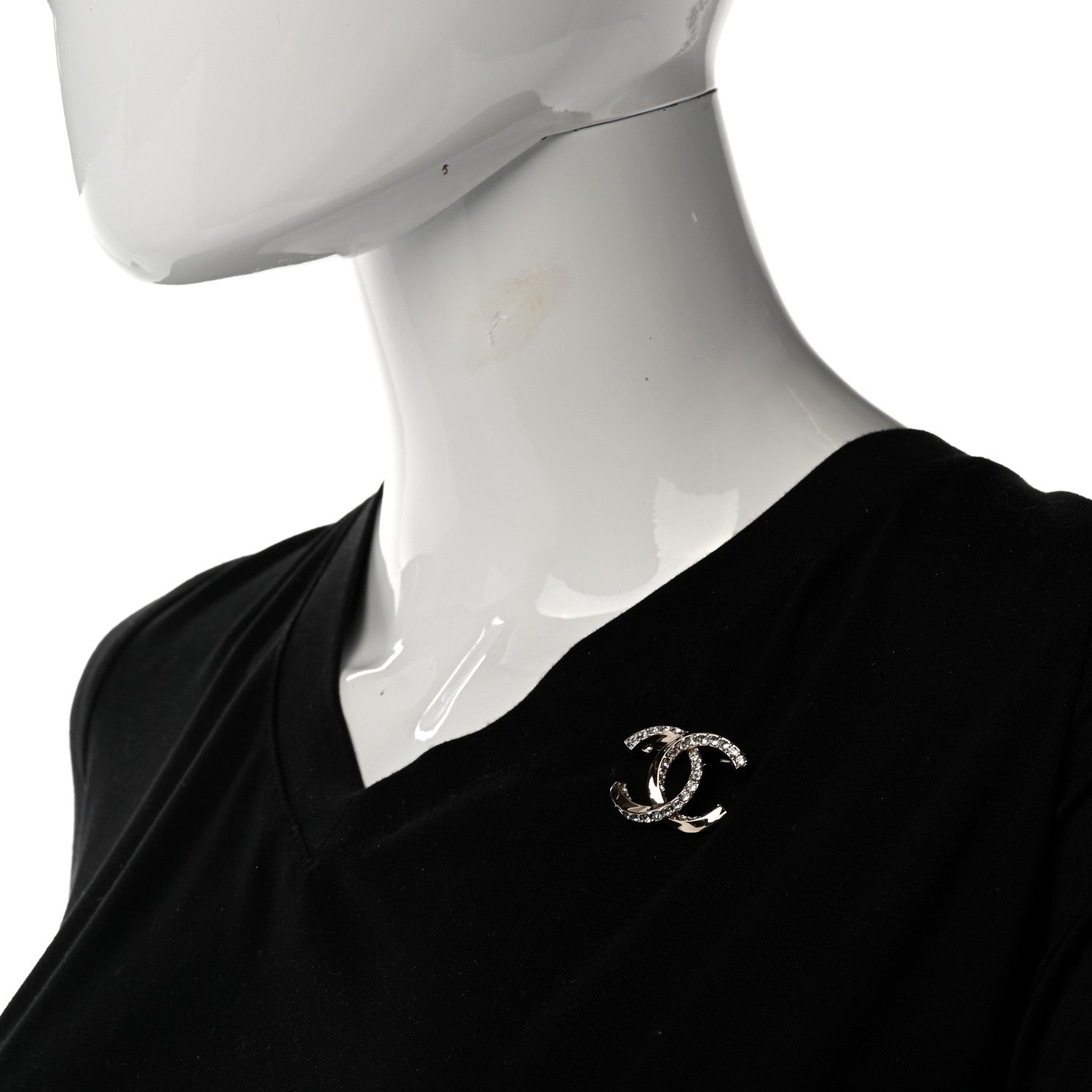 Chanel Metal Crystal CC Brooch Gold 2 of 5