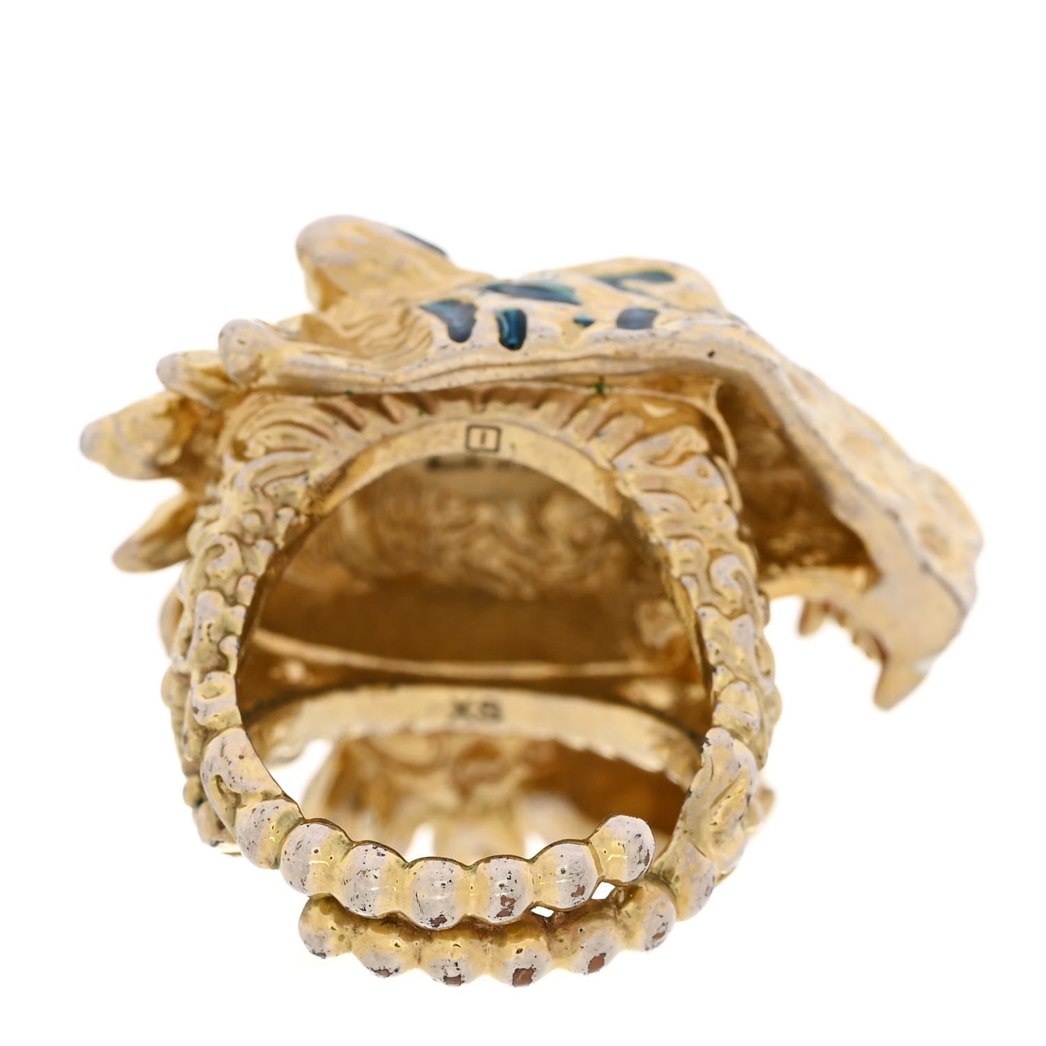 Gucci Metal Crystal Lion Head Ring XS Aged Gold Multicolor 4 of 8