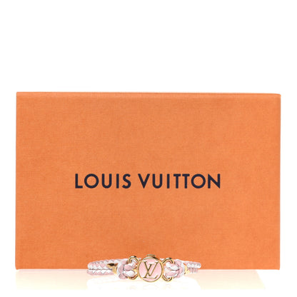 Louis Vuitton Calfskin Braided Clic It Fun and Sun Bracelet 17 Rose White 4 of 4