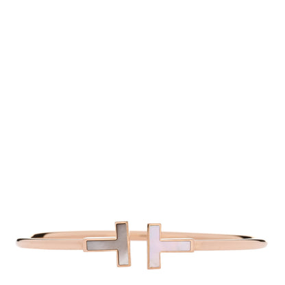 Tiffany 18K Rose Gold Mother of Pearl T Wire Bracelet 1 of 4