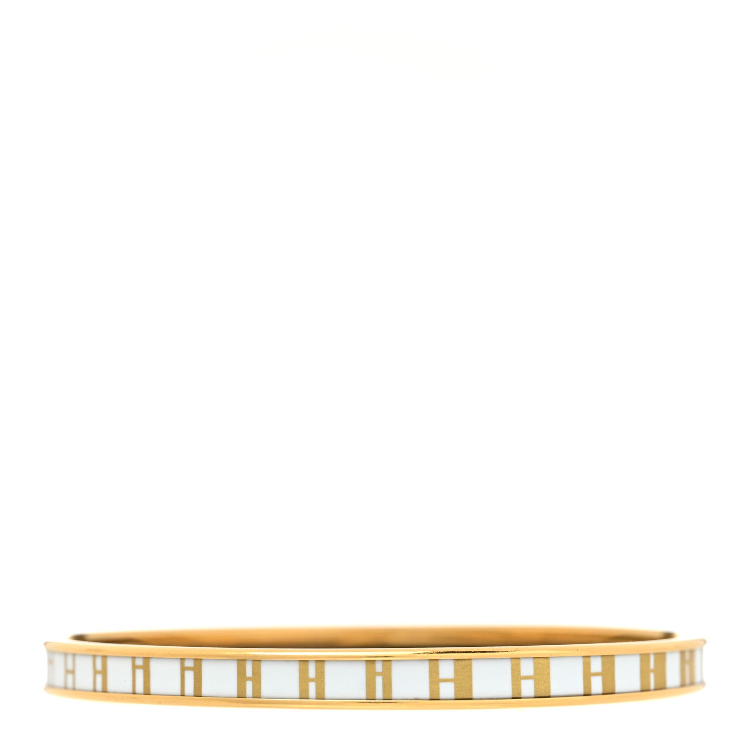 Hermes Printed Enamel Extra Narrow OP'H Bracelet 62 Jaune D'Or White 3 of 6