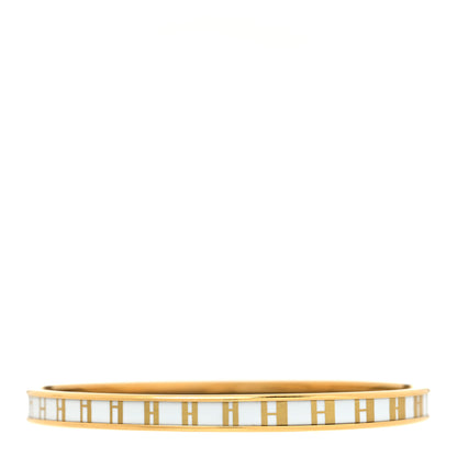 Hermes Printed Enamel Extra Narrow OP'H Bracelet 62 Jaune D'Or White 3 of 6