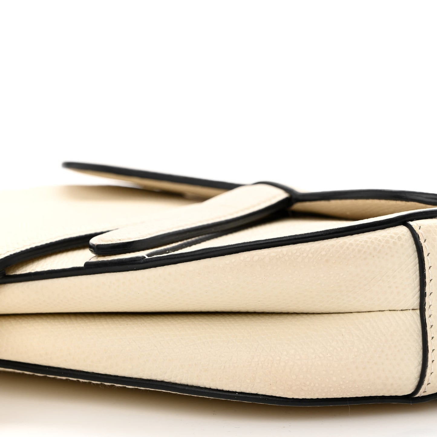 Grained Calfskin Mini Saddle Bag White