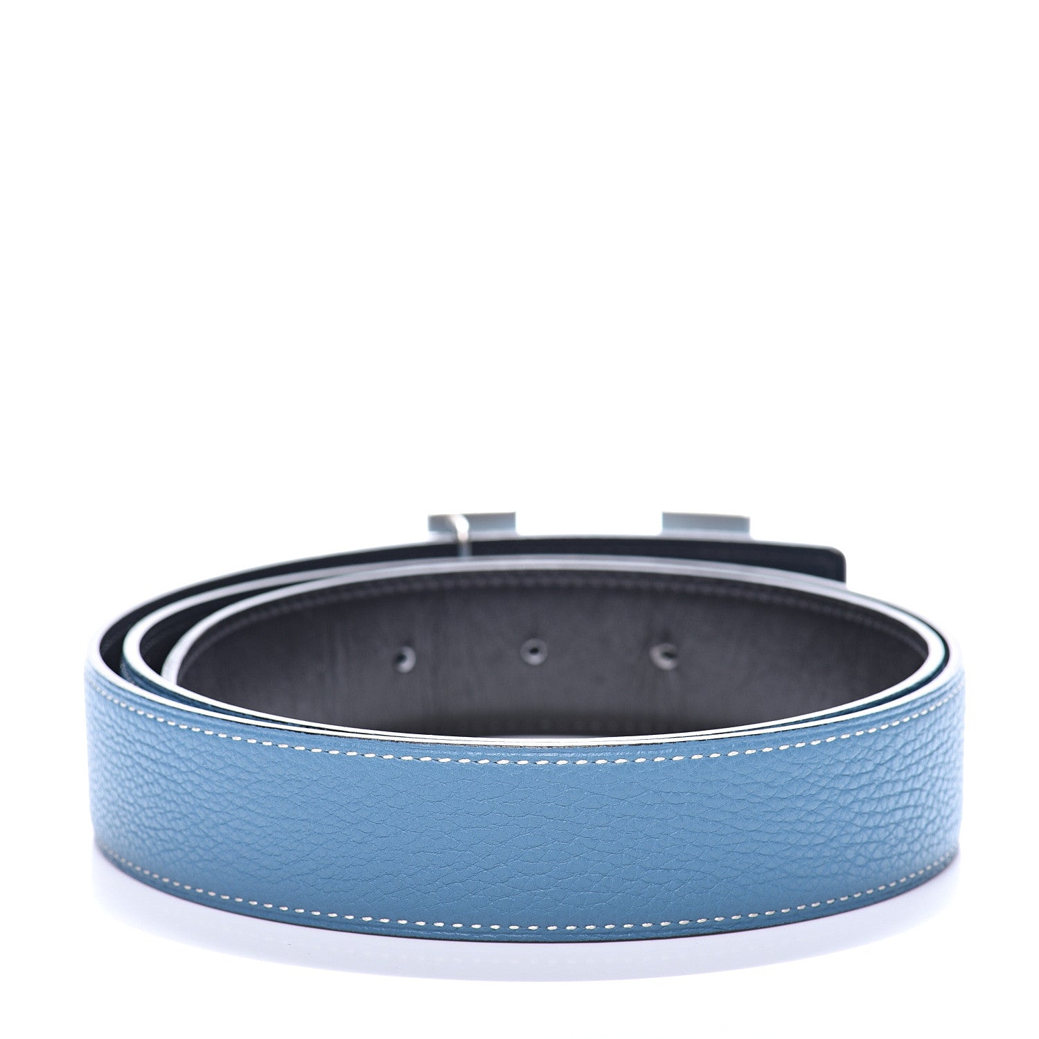 Hermes Box Togo 32mm H Belt 90 Black Blue Jean 2 of 5