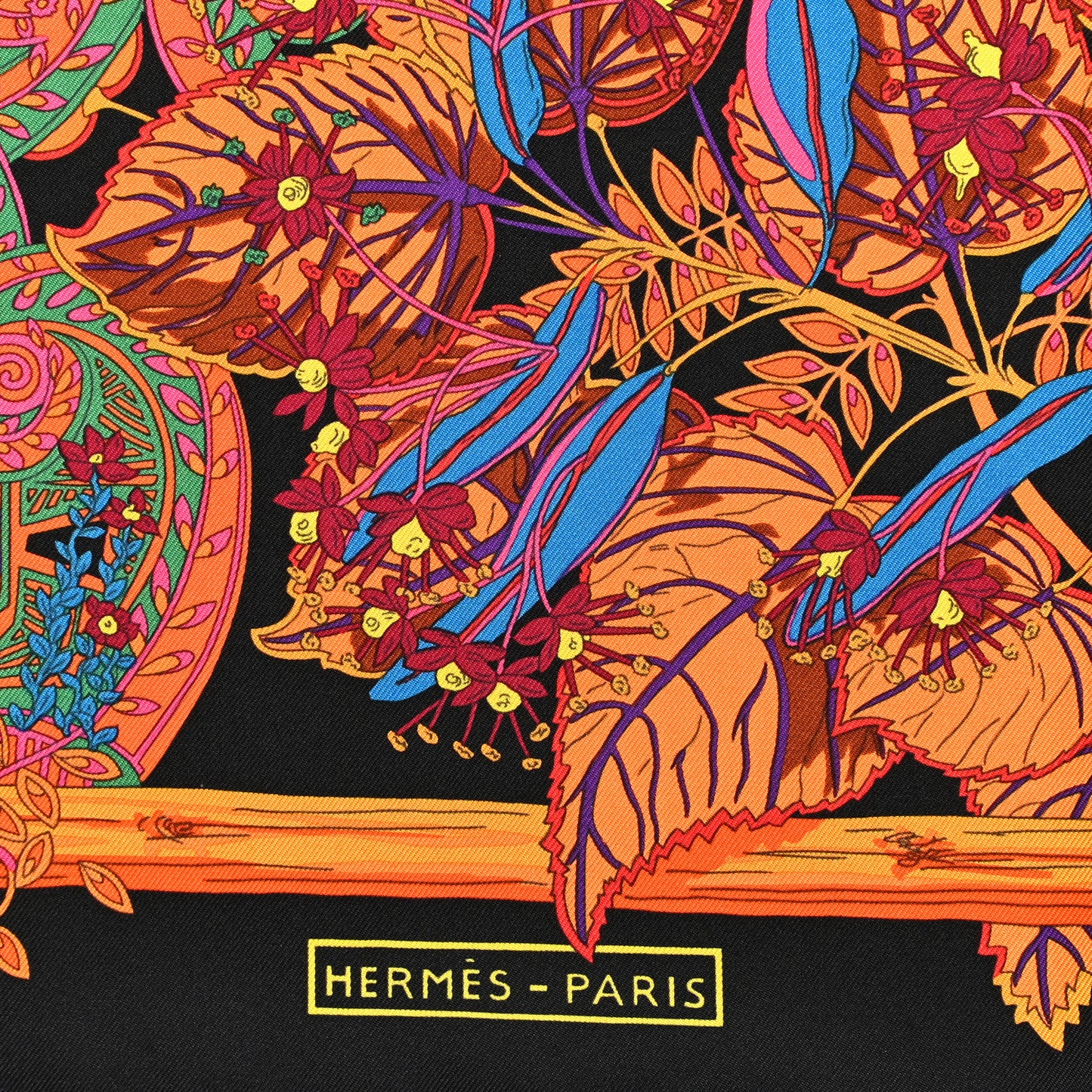 Silk Mythes et Metamorphoses Scarf 90 Black Orange Bleu
