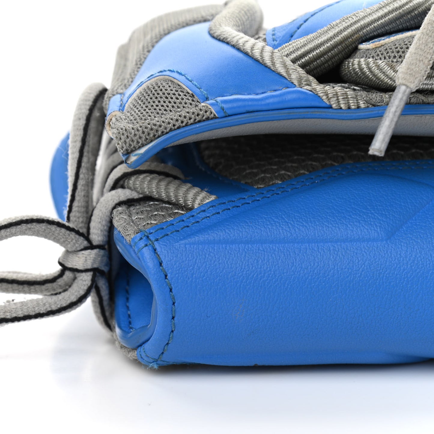 Faux Calfskin Fabric Sneakerhead Phone Crossbody Bag Blue Grey