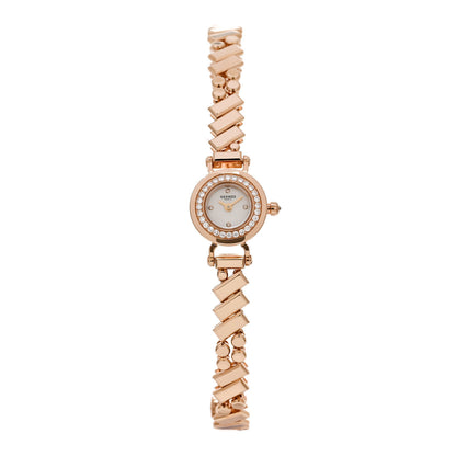Hermes 18K Rose Gold Diamond Mother of Pearl 16mm Faubourg Polka Mini Quartz Watch 1 of 5
