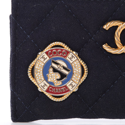 Chanel Felt Quilted Coco Mademoiselle CC Card Holder Navy 8 of 10
