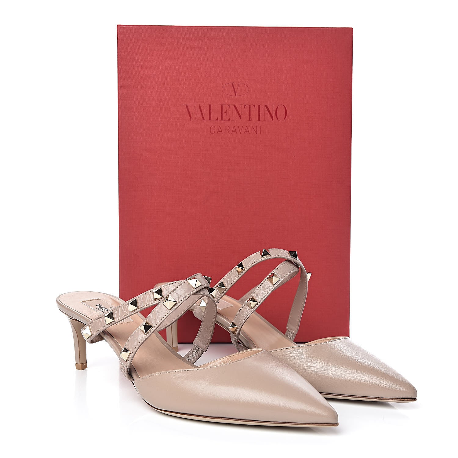 Valentino Garavani Nappa Rockstud Criss Cross 55mm Mules 40 Poudre 9 of 9