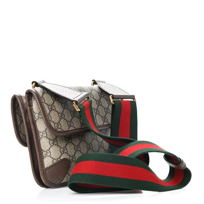 Gucci GG Supreme Monogram Web Small Neo Vintage Double Flap Messenger Bag Beige New Acero 3 of 11