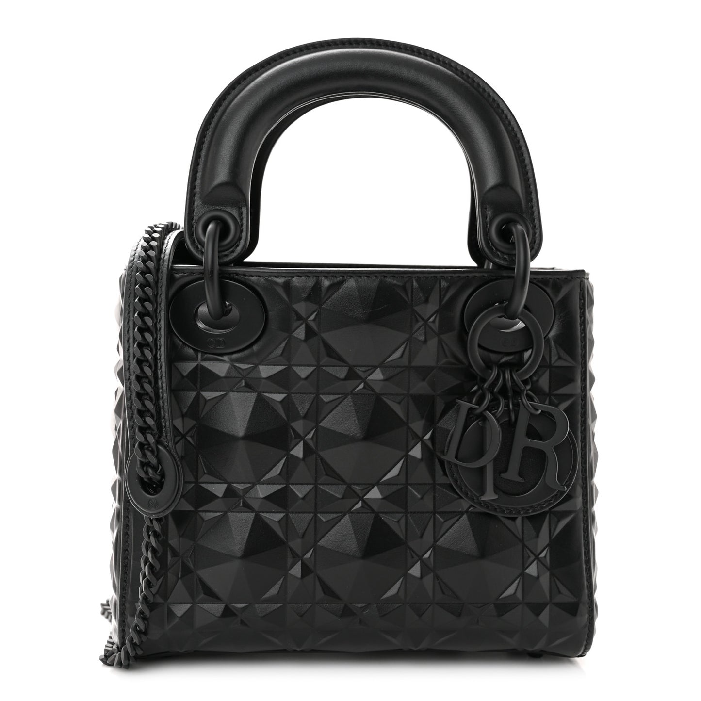 Calfskin Diamond Cannage Mini Lady Dior Black