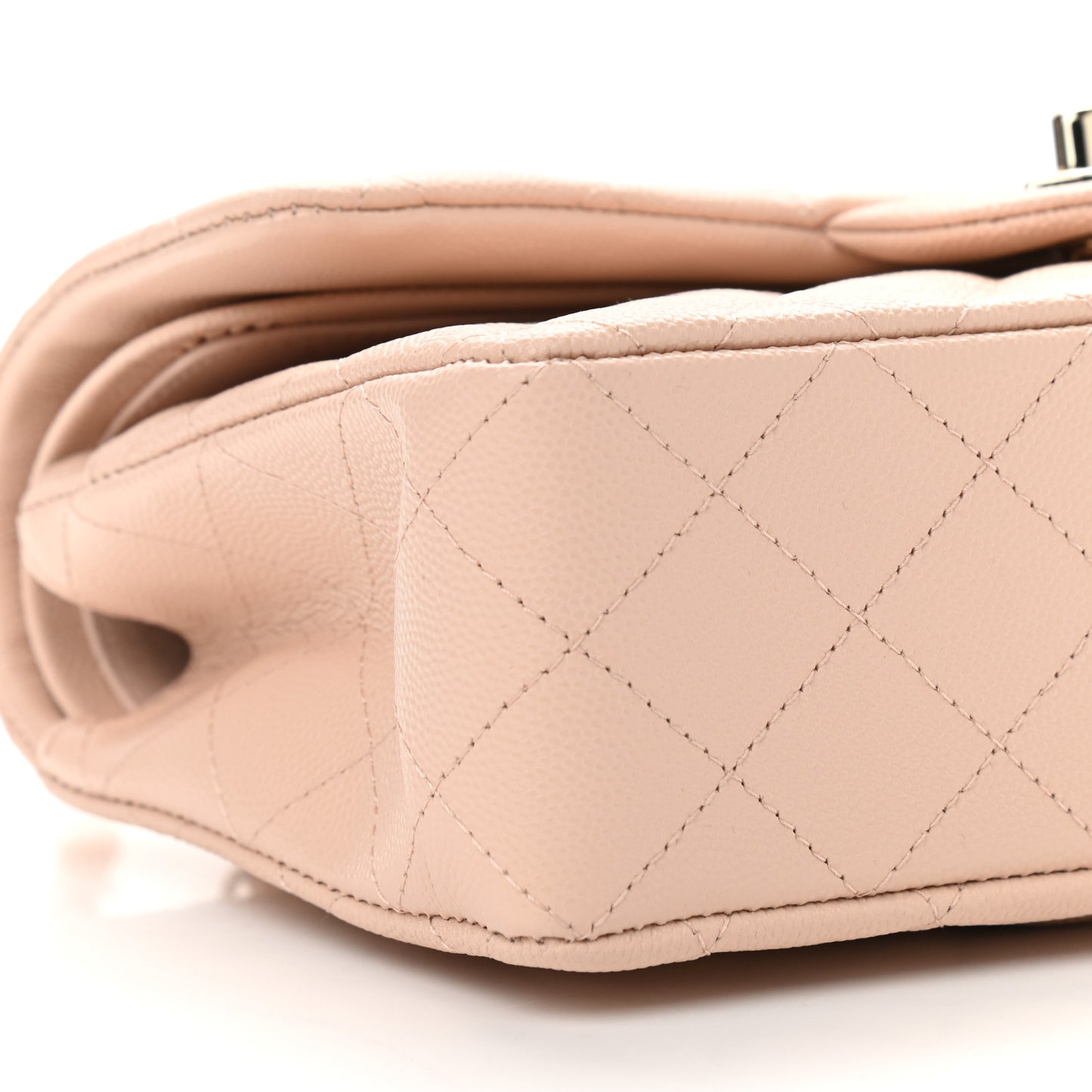 Caviar Quilted Small Double Flap Beige