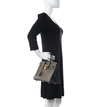 Hermes Epsom Horseshoe Birkin 25 Etoupe Black 2 of 11