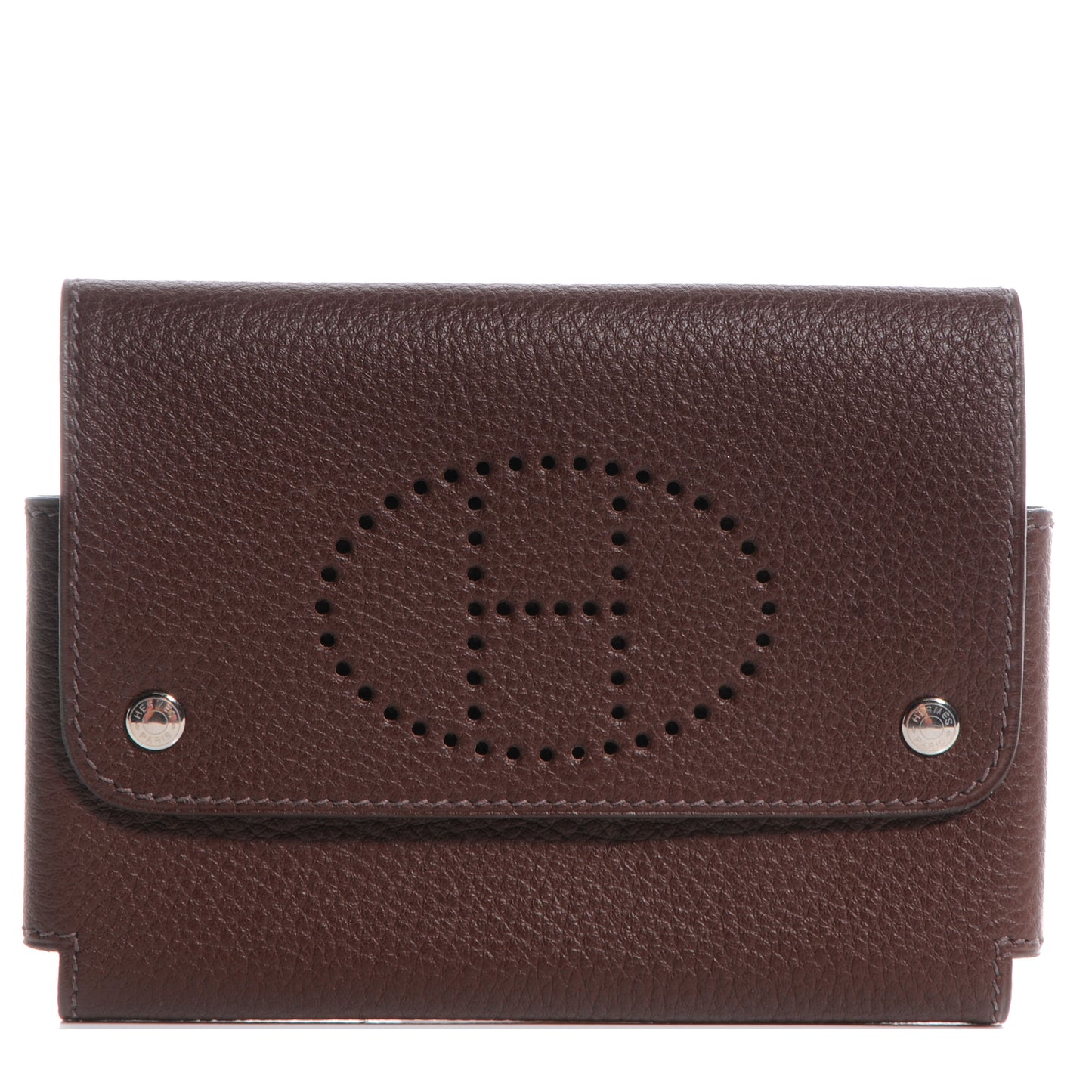 Taurillon Clemence Playing Cards Holder Chocolate