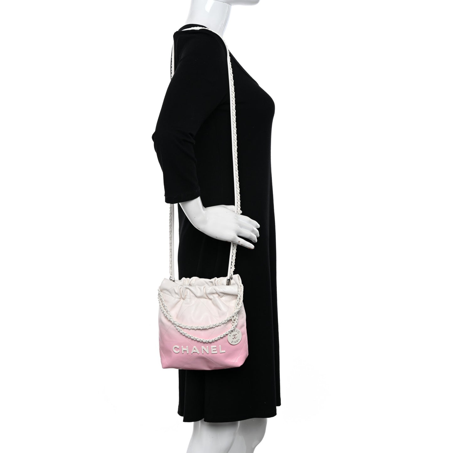 Patent Gradient Calfskin Quilted Mini Chanel 22 White Light Pink