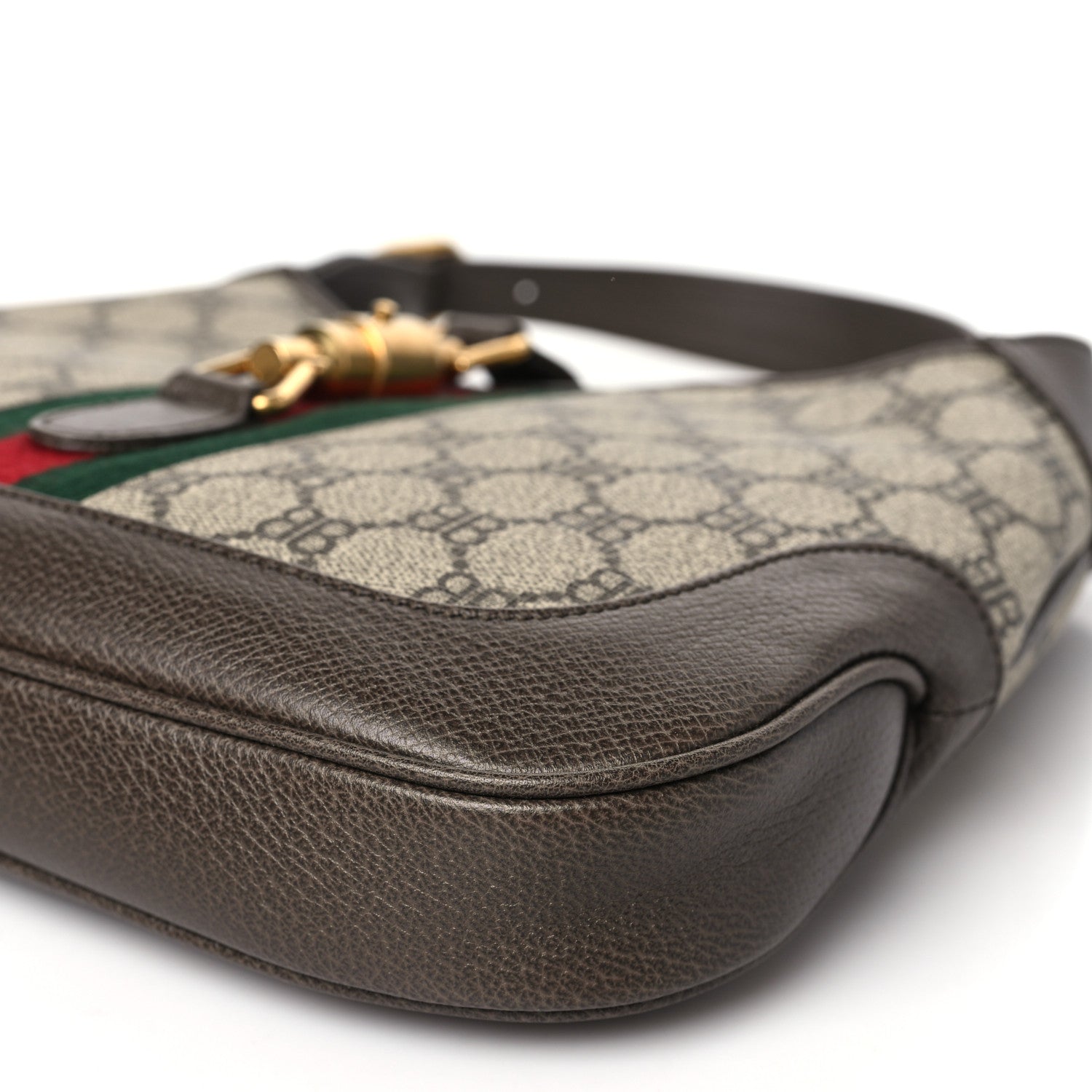 Gucci X BALENCIAGA BB Supreme Monogram Calfskin Web Small Jackie 1961 Hobo Beige Ebony New Acero 10 of 10