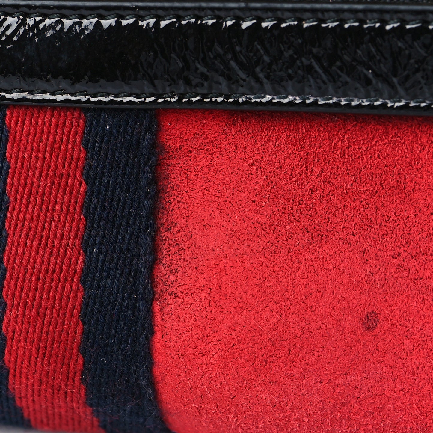 Suede Patent Web Mini Ophidia Shoulder Bag Red