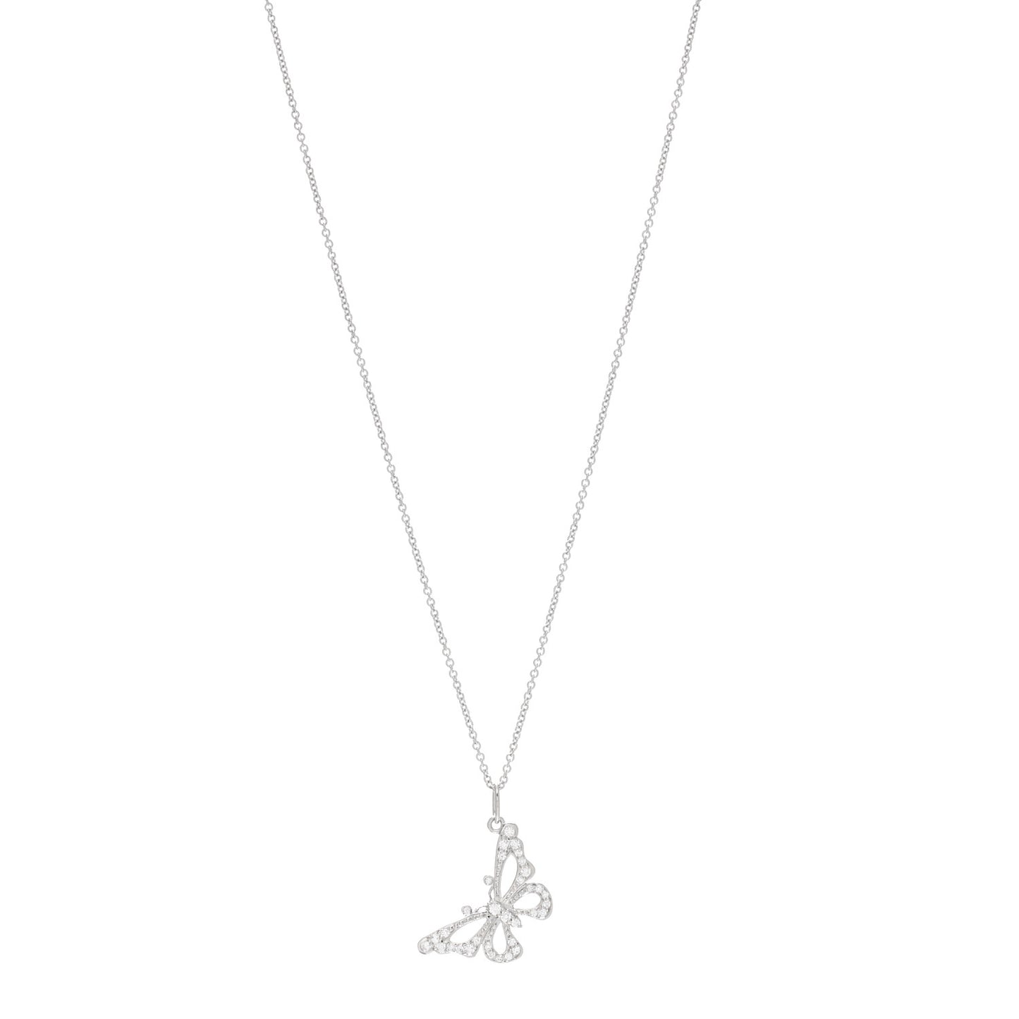 Platinum Diamond Enchant Butterfly Necklace