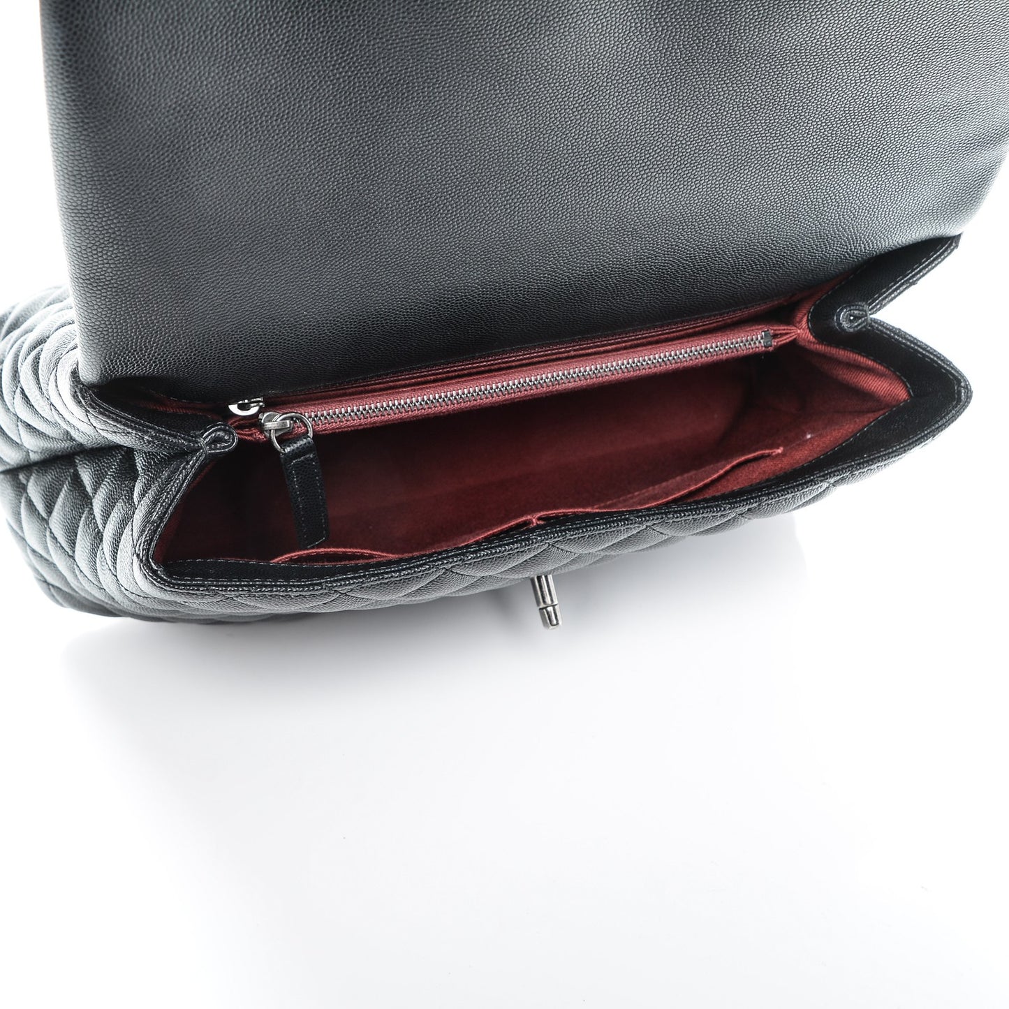 Caviar Quilted Medium Coco Handle Flap Black