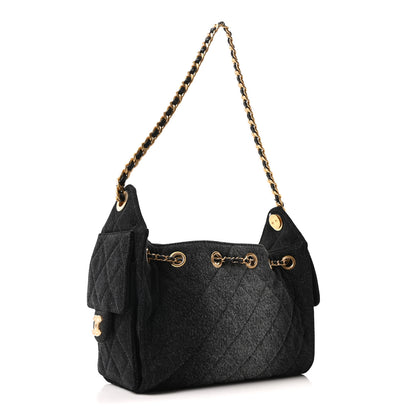 Chanel Washed Denim Quilted Mini Chanel 25 Handbag Black 5 of 19