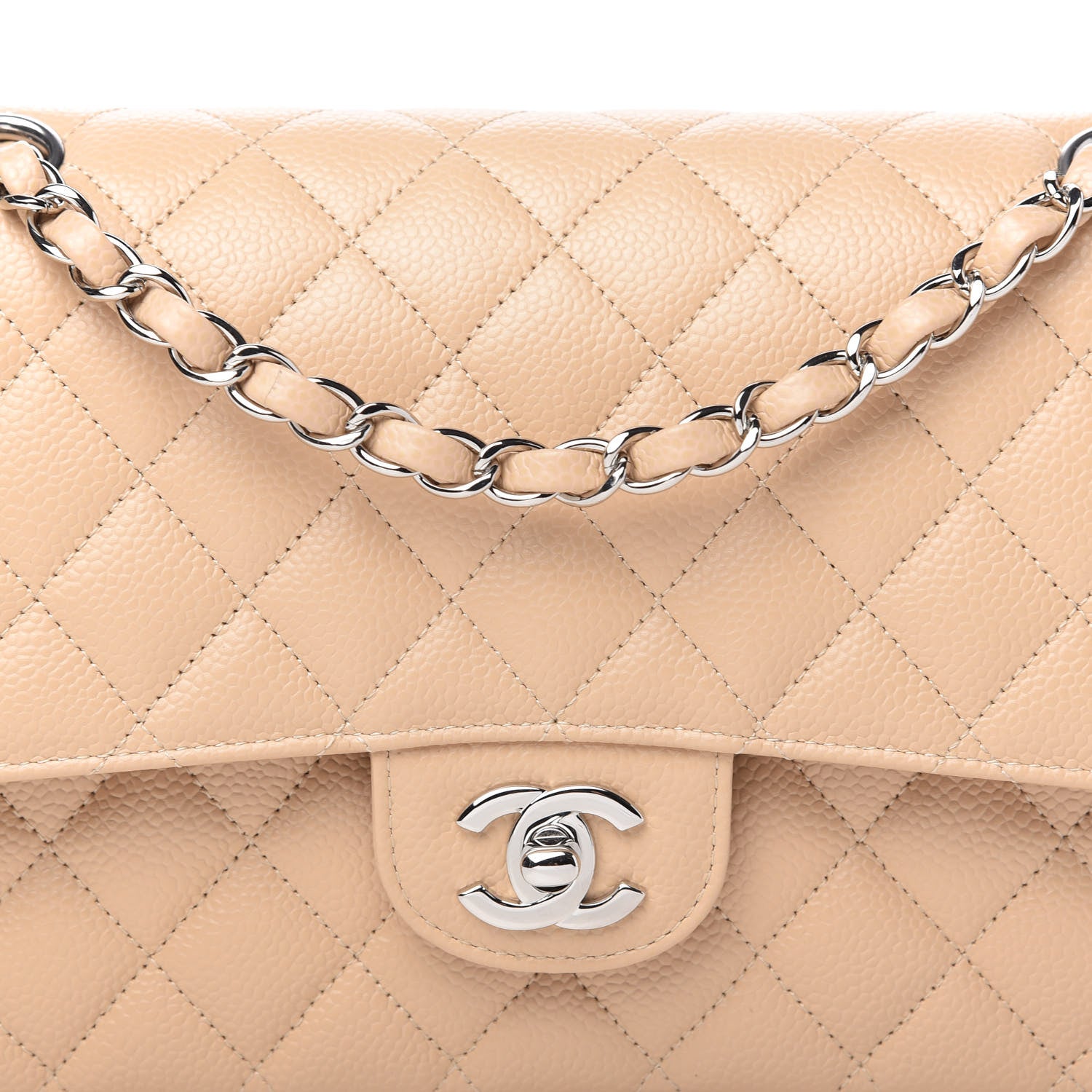 Chanel Caviar Quilted Medium Double Flap Beige 10 of 11