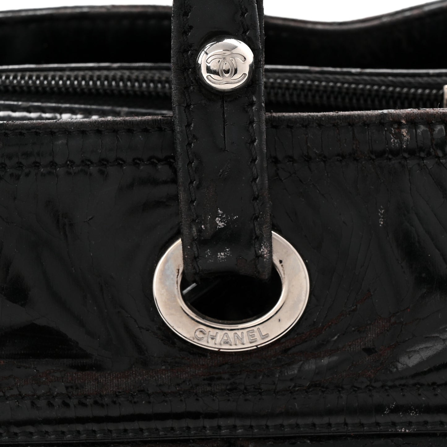 Vinyl Quilted Large Paris Biarritz Tote Black