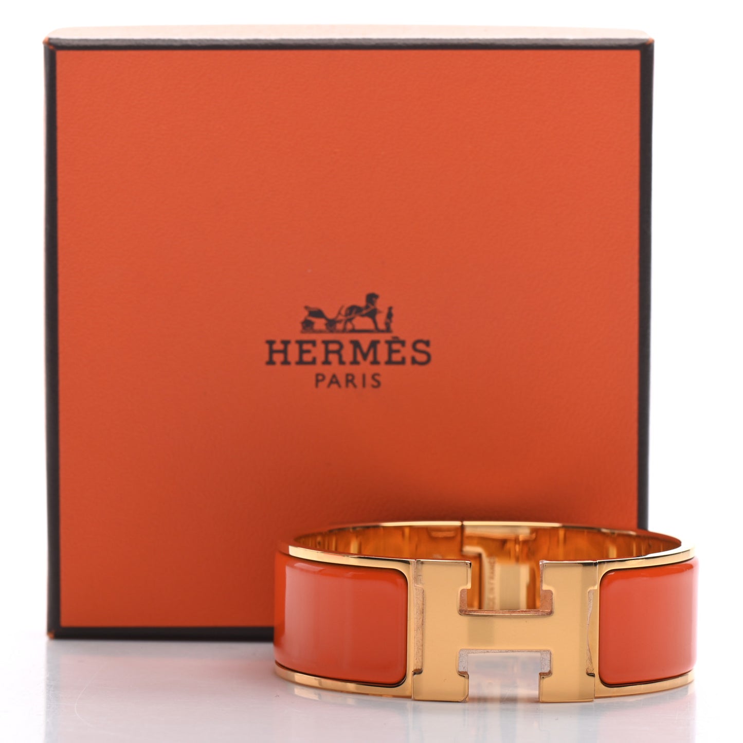 Enamel Wide Clic Clac H Bracelet GM Orange